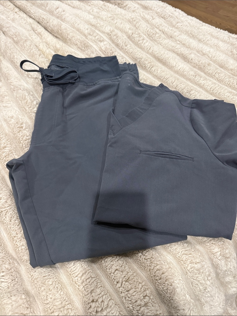 Women’s mandala Dark Gray V-Neck Scrub Top and Drawstring scrub Pants Set